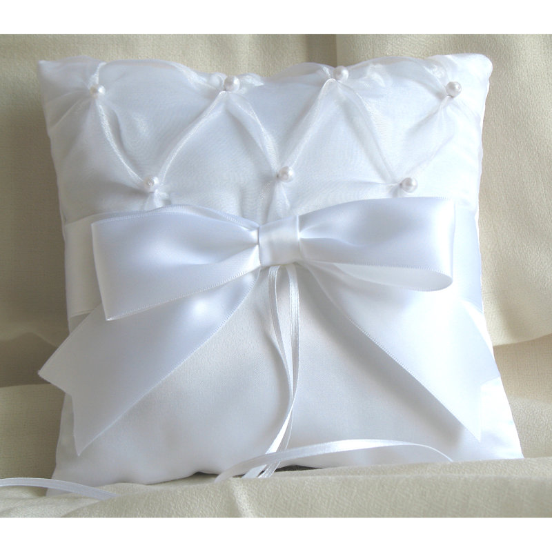 Coussin de support pour anneaux perles, Blanc