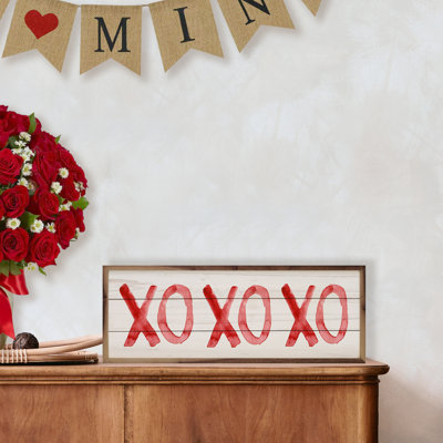 Red XOXOXO - Picture Frame Graphic Art on Wood