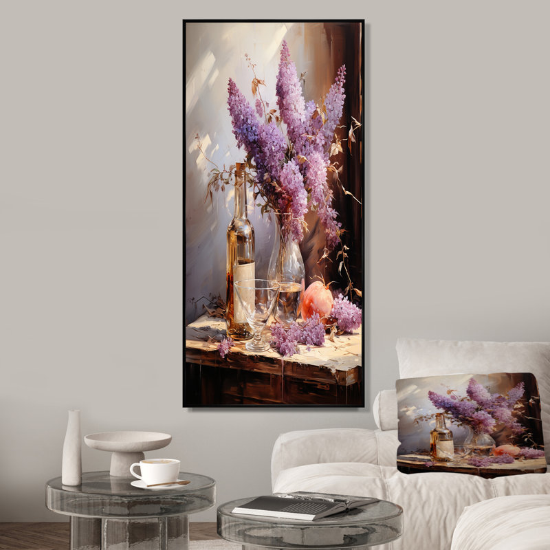 «Mauve Winerys Wine Lavender Breeze Blooms III», art mural vin, Cadre flottant noir, H 32 po x l 16 po x P 1 po