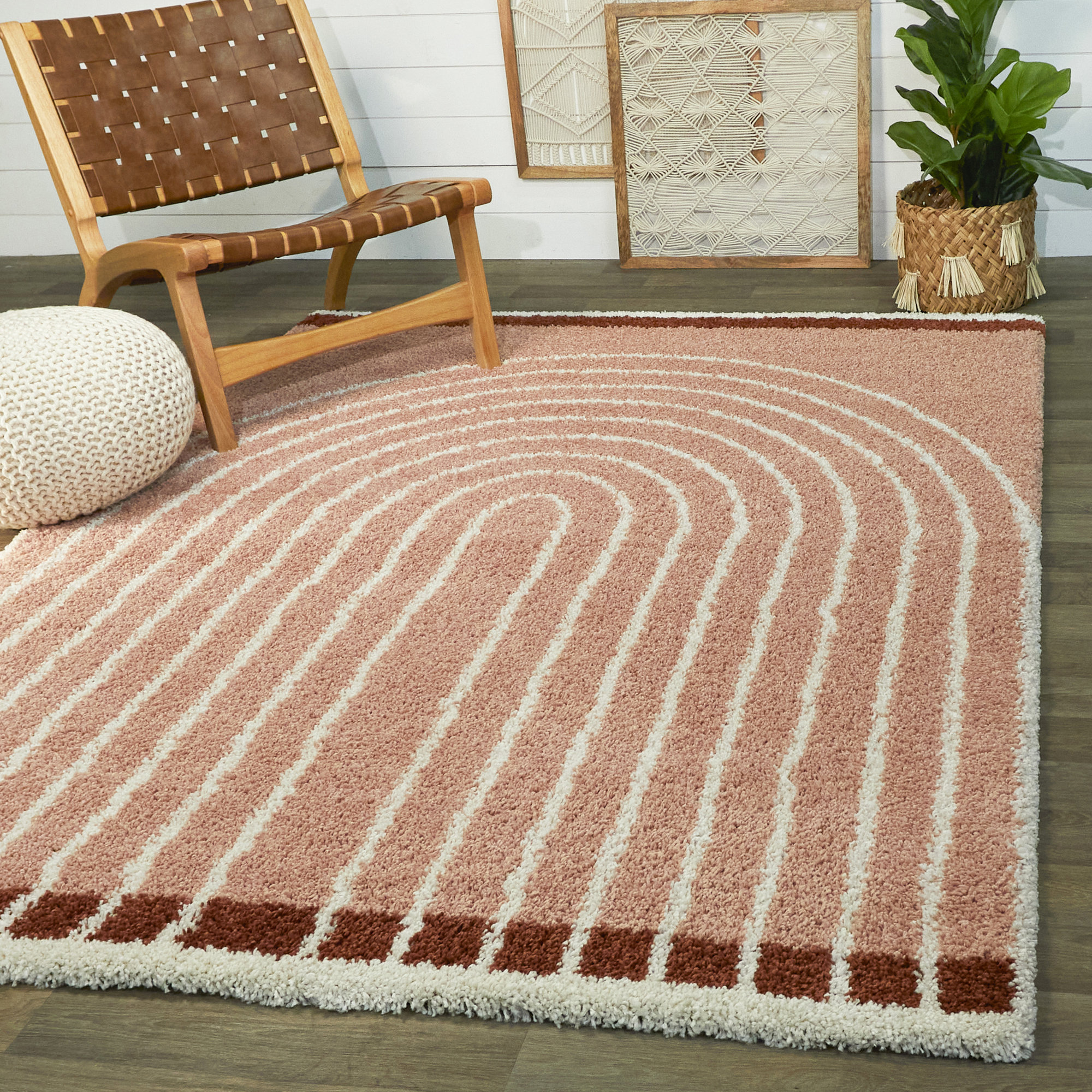 Latitude Run® Donabelle Performance Pink Rainbow Rug & Reviews | Wayfair