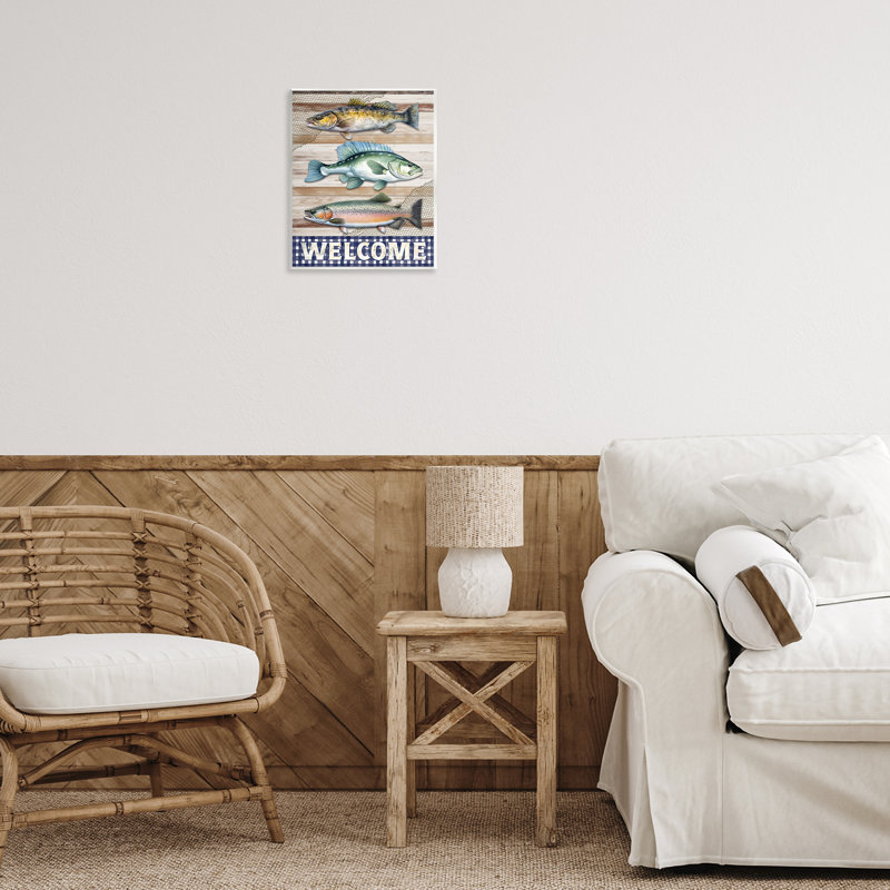 «Welcome with Rustic Fish», plaque murale par Nicole DeCamp