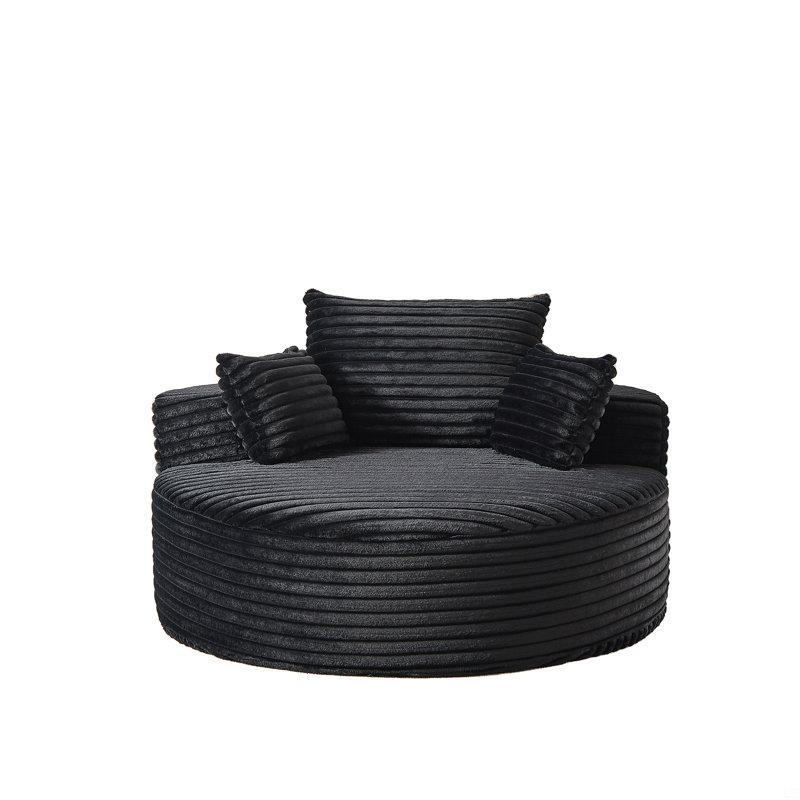 Canapé éponge Boneless, fauteuil-lit moderne moelleux, 33.5" H x 50" W x 50" D, Velours côtelé noir