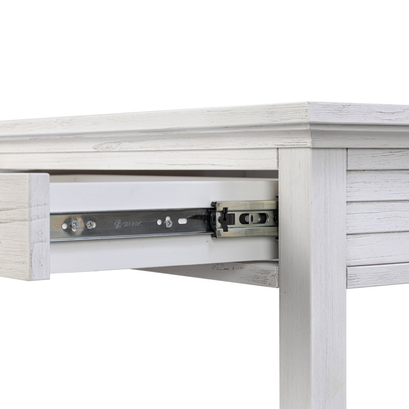 Surfside - Console à 3 tiroirs et 3 tabourets - Blanc vieilli, finition grise, Weathered White, Gris