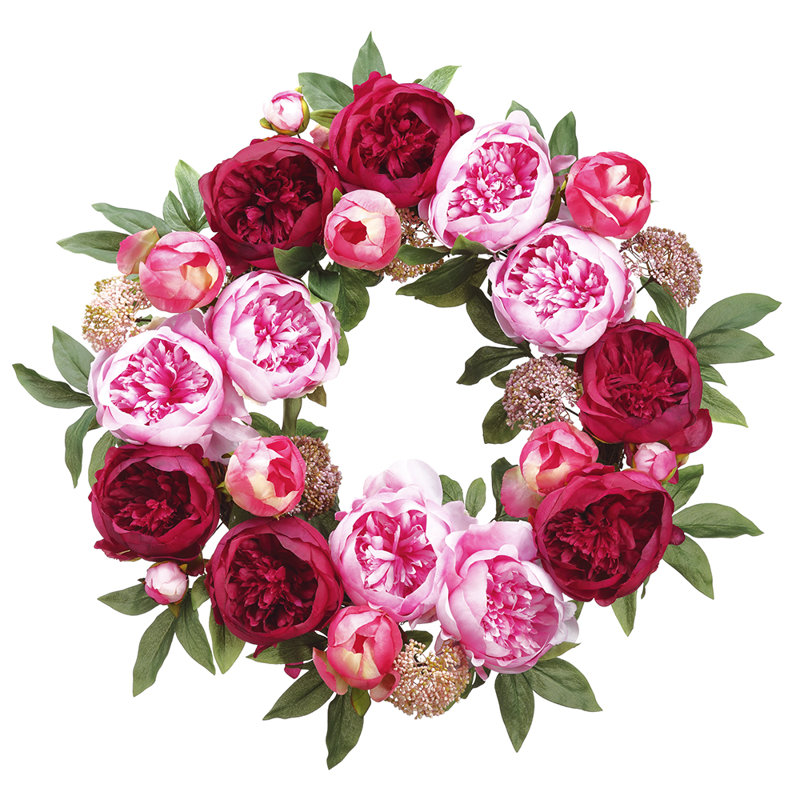 Couronne de pivoine 26 po rose Burugndy