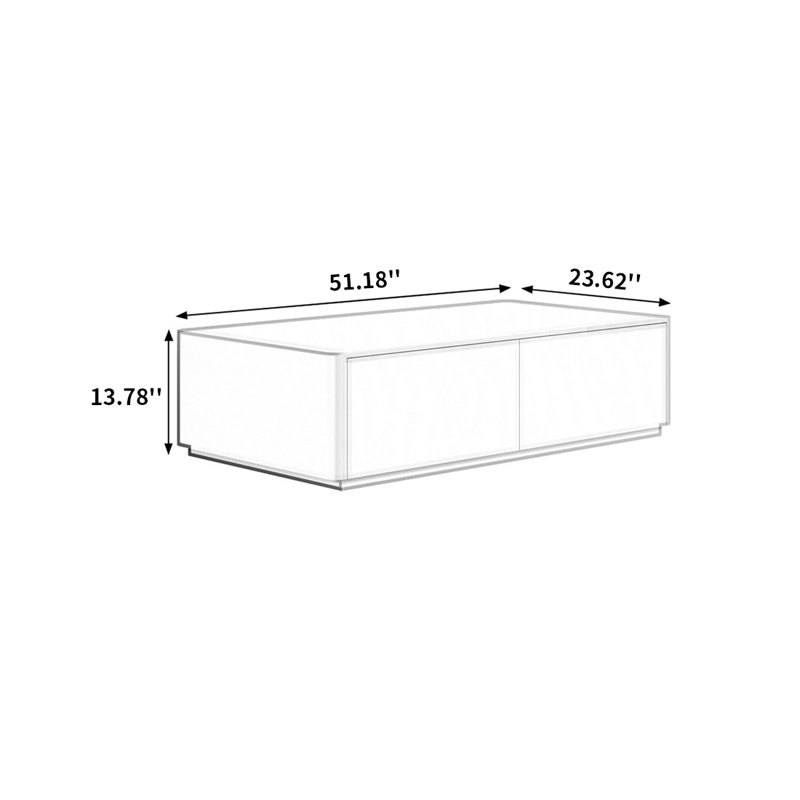 Table basse moderne en bois avec quatre tiroirs de rangement, H 13,78 po x L 51,18 po x l 23,62 po, Rose rouge