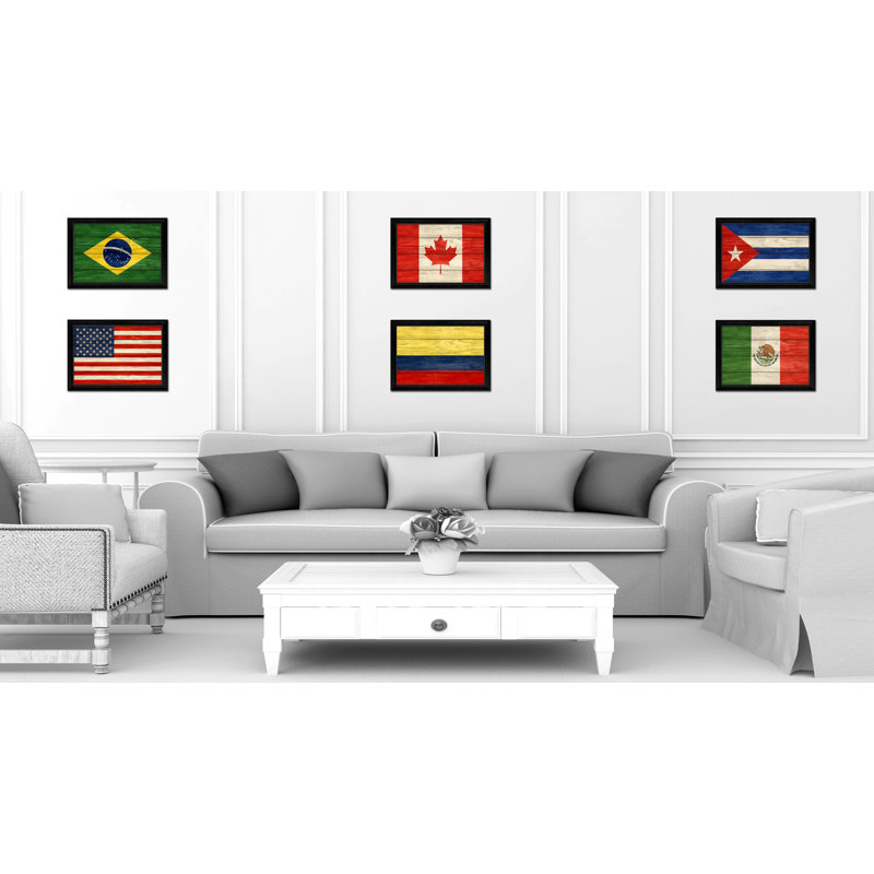 Impression sur toile, "colombia country flag", H 15 po x l 21 po x P 1 po, Encadrement noir