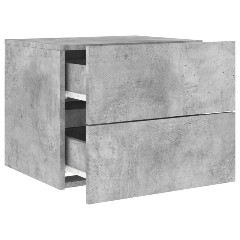 Bonts 50cm W Engineered Wood Bedside Table, Set of 2, Concrete Grey
