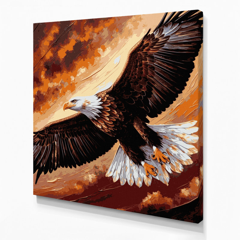 Faune, aigle doré, art mural sur toile noire, H 12 po x l 12 po