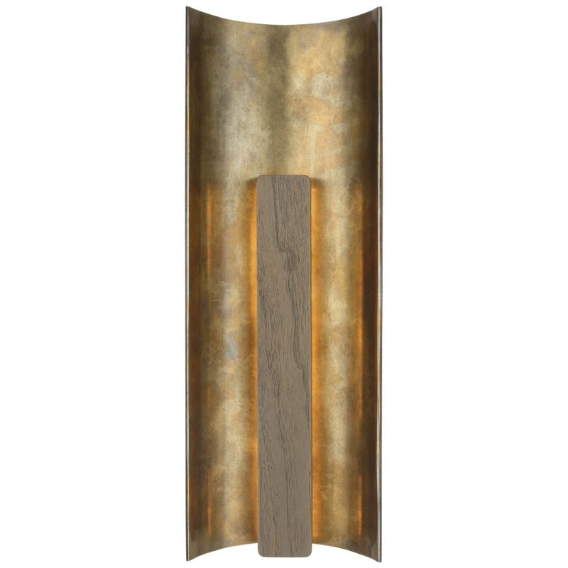 Anne-Marie Barton Remi 18" Sconce, Mottled Brass/Warm Walnut