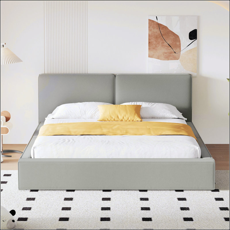 Stylish Velvet Upholstered Platform Bed For A Luxurious And Comfortable Bedroom Experience
