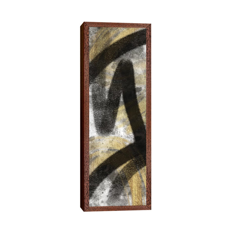 Striking Marks Neutral II by Marcus Prime - Painting on Canvas, Classic Brown Wood Framed, 152.4cm H x 50.8cm W x 3.81cm D