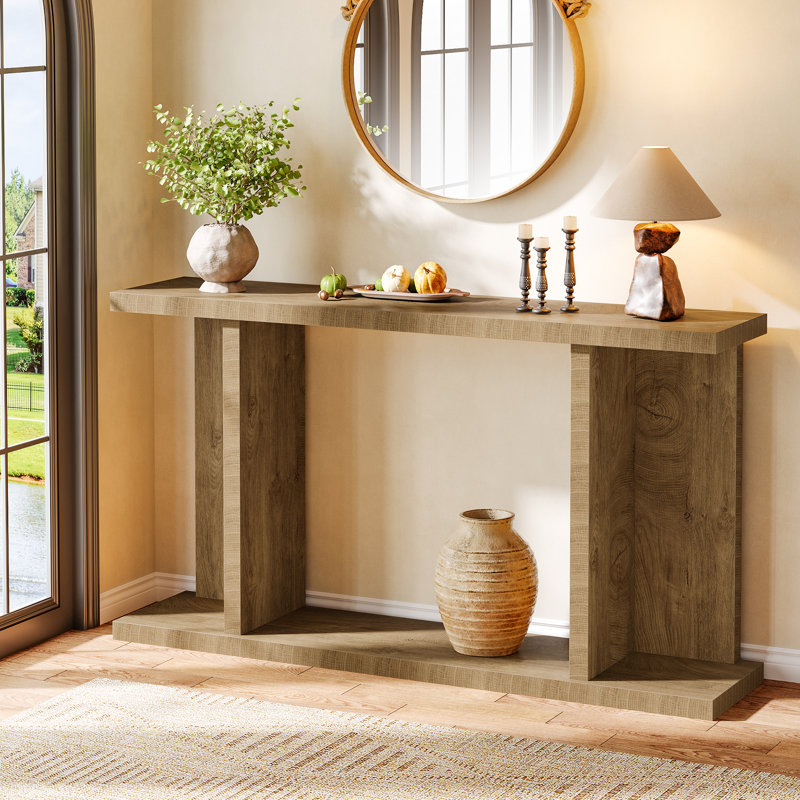 55" Console Table with Open Storage for Entryway, Living Room & Sofa Table