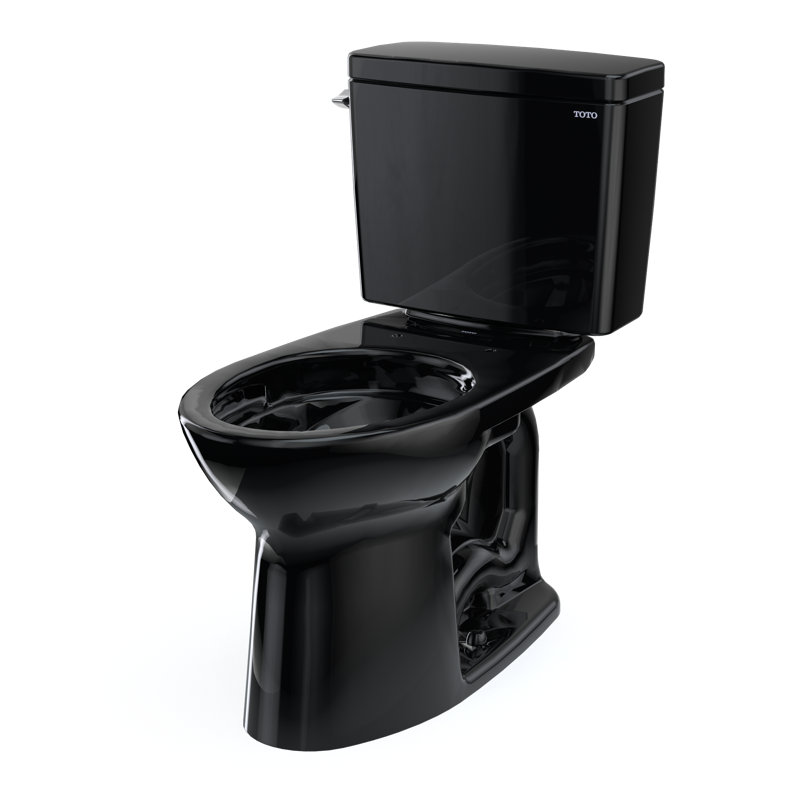 TOTO® Drake® Two-Piece Elongated 1.6 GPF Universal Height TORNADO FLUSH® Toilet, Ebony, Ebony, 12"