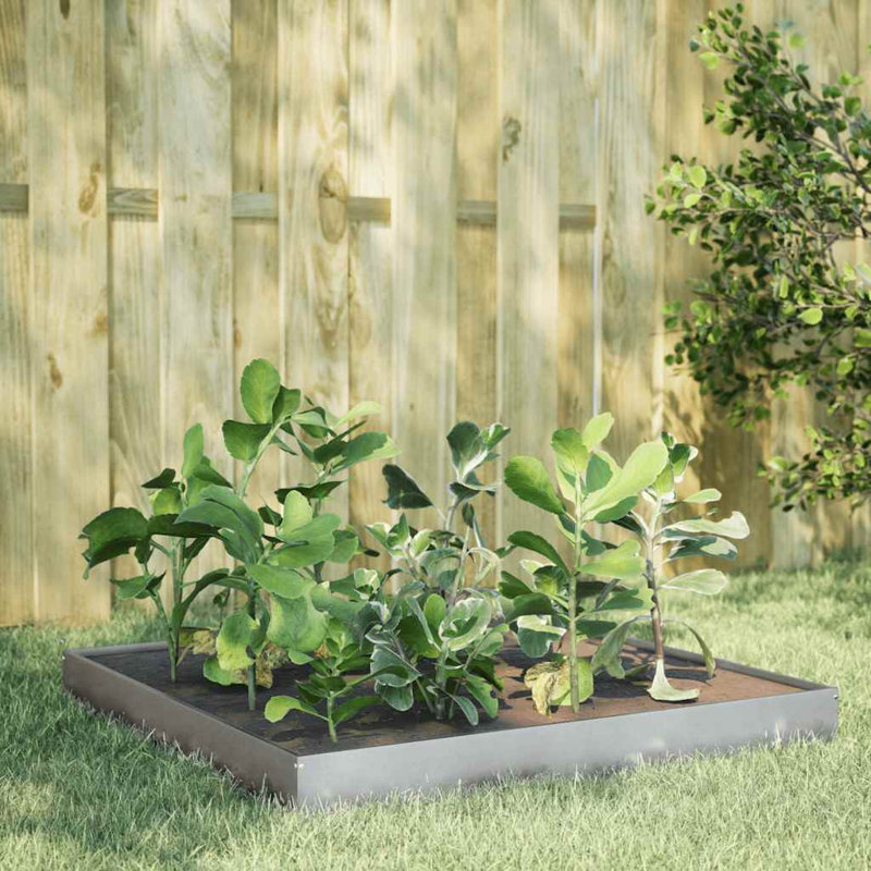 Lit surélevé de jardin vidaXL en acier noir 39,4 x 39,4 x 7,3 po, Noir, H 7,3 po x l 39,4 po x P 39,4 po