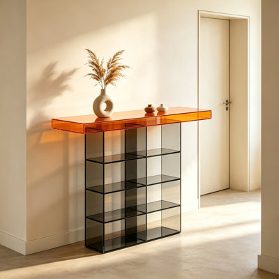 Orange Top Acrylic Console Table