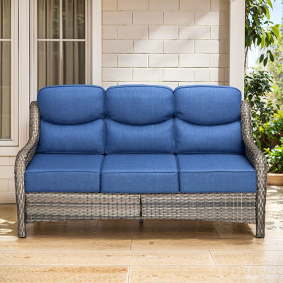 Canapé d'extérieur durable à 3 places de 72 po Abbey avec coussins ultra-moelleux de 6 po et tissu en oléfine résistant à l'eau