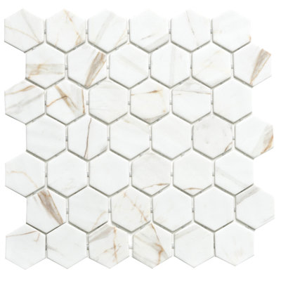 Carreau de mosaïque en verre hexagonal 2 po x 2 po Eterna Hexx