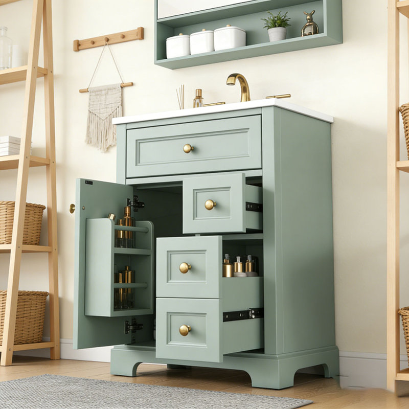 Meuble-lavabo 24 po avec lavabo, Vert