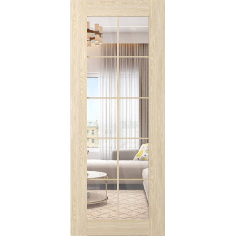 Dalle de porte intérieure en verre manufacturé Avon 10 Lite, Frêne de la loire, 23,875 po x 79,37 po
