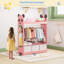 Children's Wardrobe, Open-Style Mirrored Wardrobe with 3 Shelves and 3 Drawers-1861429023