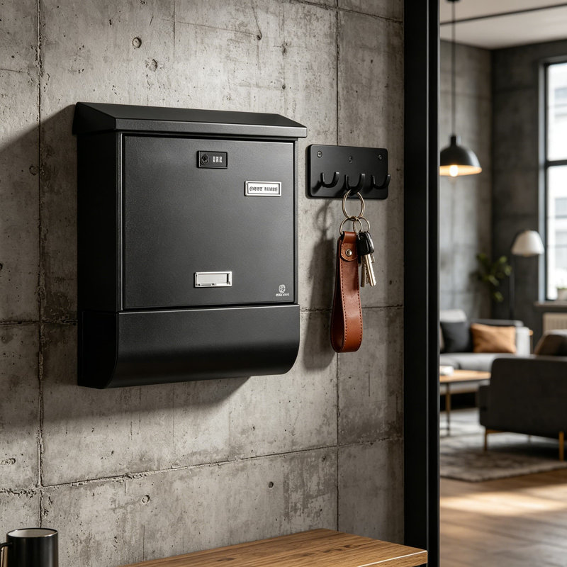 Boîte aux lettres murale avec serrure à combinaison et porte-journaux, boîte aux lettres imperméable à grande capacité pour l'extérieur, boîte aux lettres sécurisée avec fenêtre transparente et compartiment à journaux