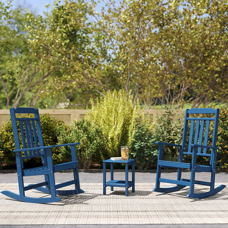 Ensemble de 2 chaises berçantes d'extérieur surdimensionnées, Bleu