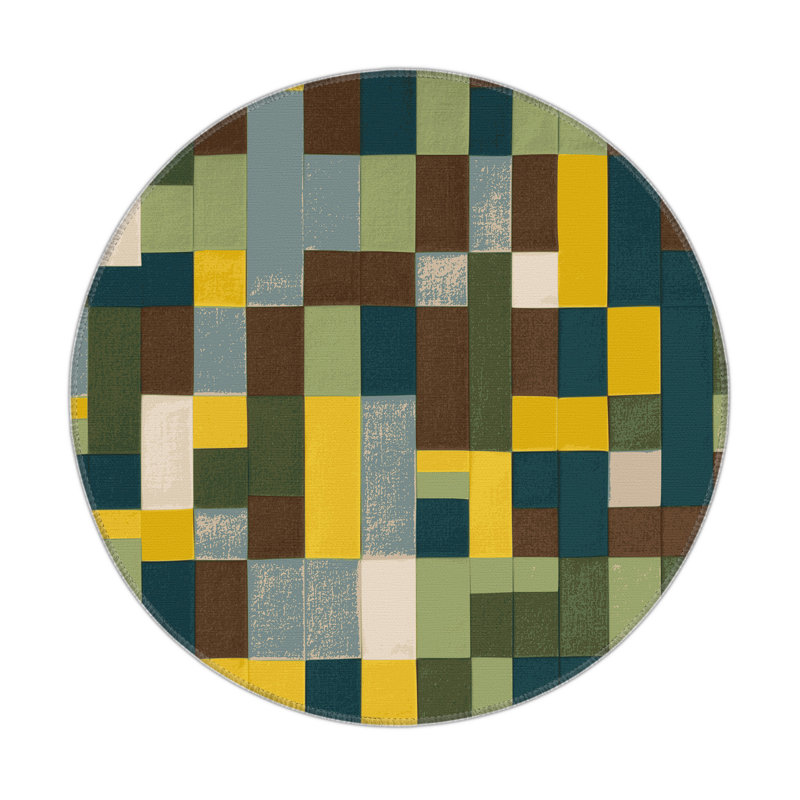 Terra Tiles Indoor And Outdoor Area Rug, Round 5'