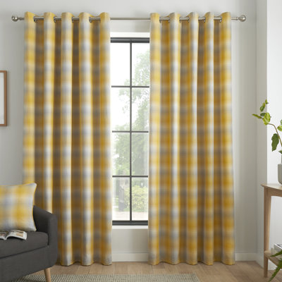 Lincoln Check Polyester Curtain Pair