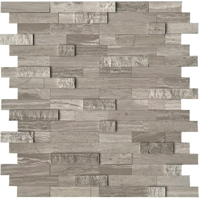 5-Sheet Peel and Stick Mosaic Natural 3D Stone Self Adhesive Marble Tiles, 11.5" x 10.7"