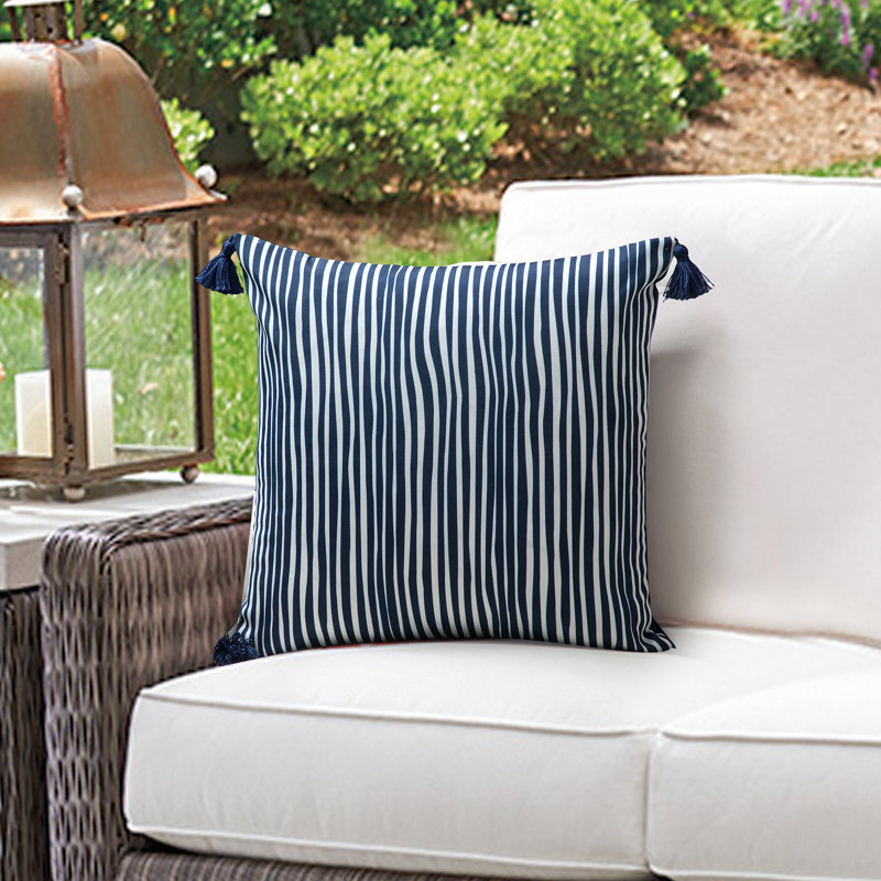 My Cottage Living Outdoor Throw Square Pillow Cover & Insert, Polyester, Navy