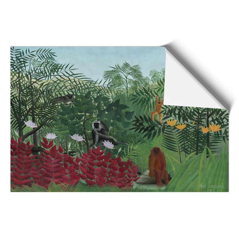 Tropical Forest With Monkeys by Henri Rousseau - No Frame Painting, 21cm H x 30cm W x 0.1cm D