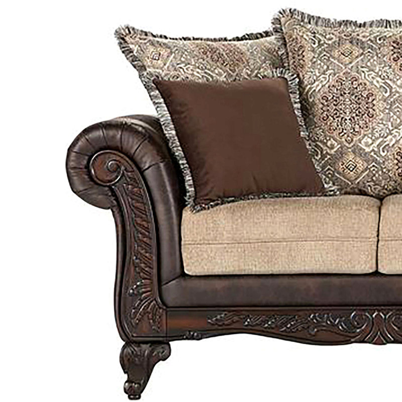 Brown Rolled Arm Loveseat