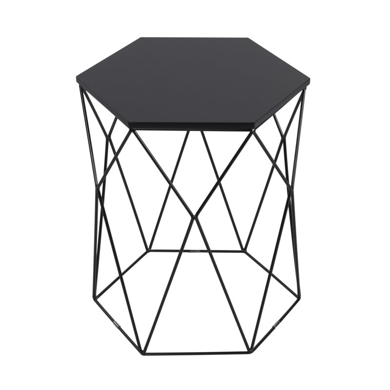 Black Geometric Metal Round Side Table
