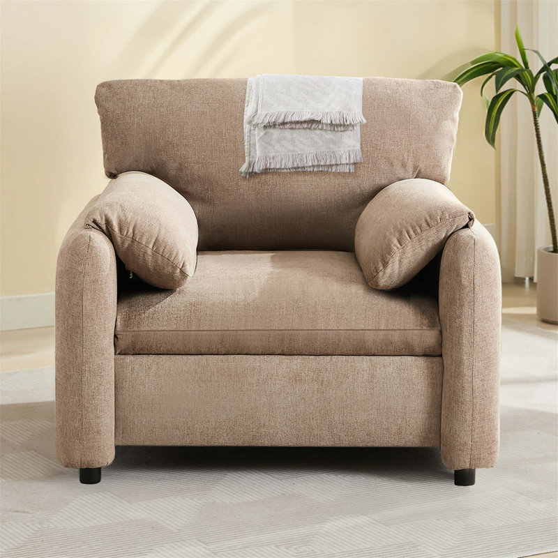 Fauteuil surdimensionné en chenille, canapé décontracté simple et confortable pour le salon et la chambre à coucher, Brun