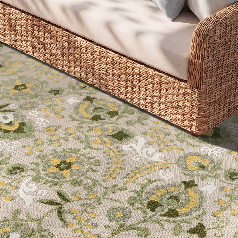 Tapis intérieur / extérieur floral Davar, Rectangle 6 pi x 9 pi