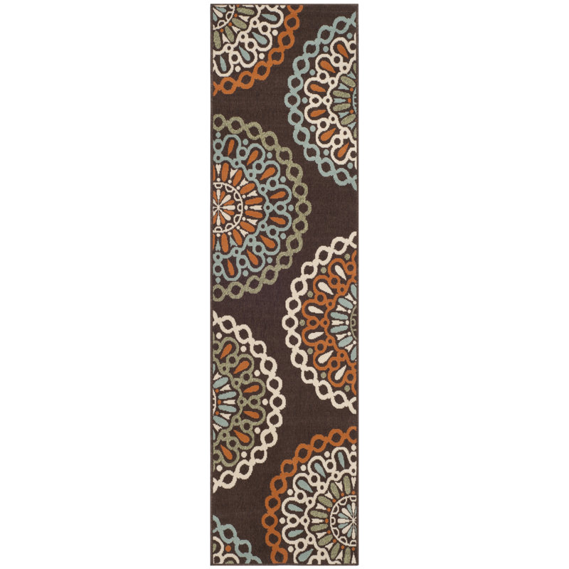 Tapis d'intérieur / extérieur à motif floral Centeno Performance, Tapis de couloir 2 pi 3 po x 12 pi
