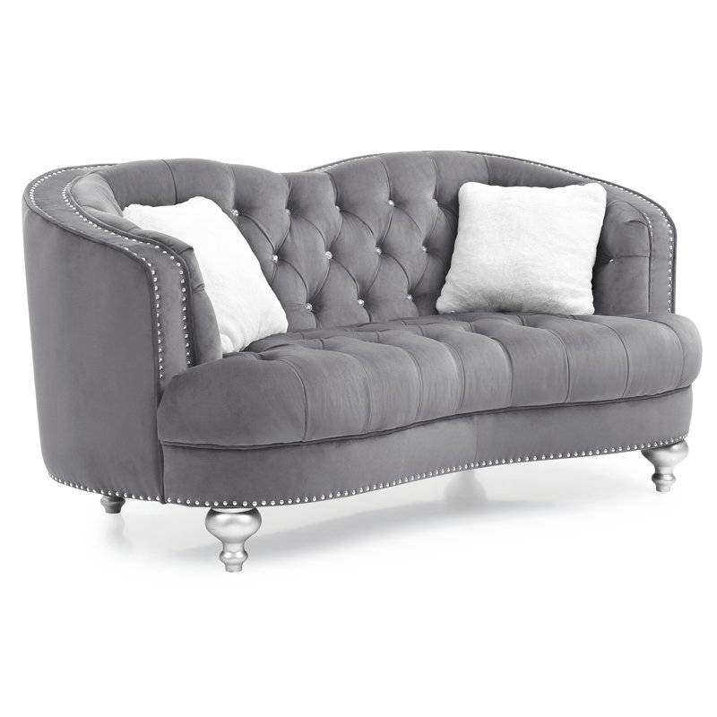 Causeuse grise avec accoudoirs encastrés, Gris