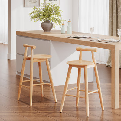 Tabouret de bar en bois d'hévéa (ensemble de 2)
