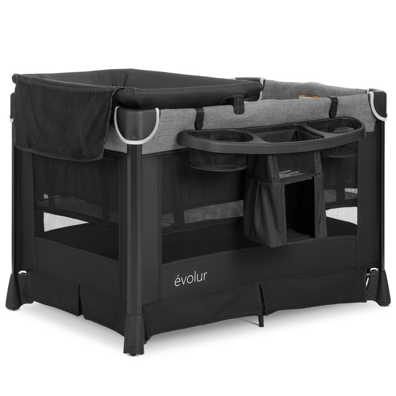 Evolur Cozy Cove Deluxe Playard, Black