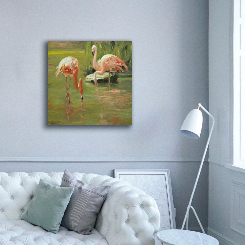 Toile épique Graffiti «Flamingo 2» par Chuck Larivey, 37 po x 37 po, H 37 po x l 37 po