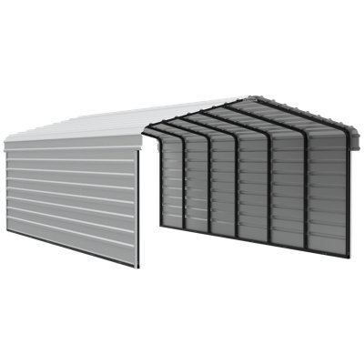 Abri d'auto en acier avec 2 ensembles de parois latérales, 12 x 29 x 7