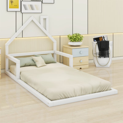 Floor Bed With House-Shaped Headboard