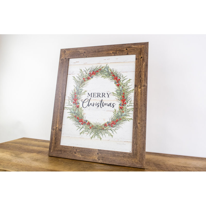 Couronne de Noël joyeuse-reproduction d’art textuel encadrée
