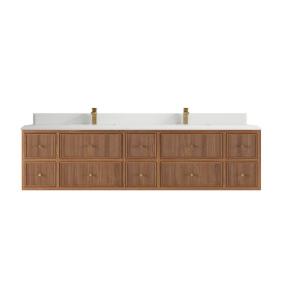 Meuble-lavabo double 84 po avec plateau en quartz Sonoma