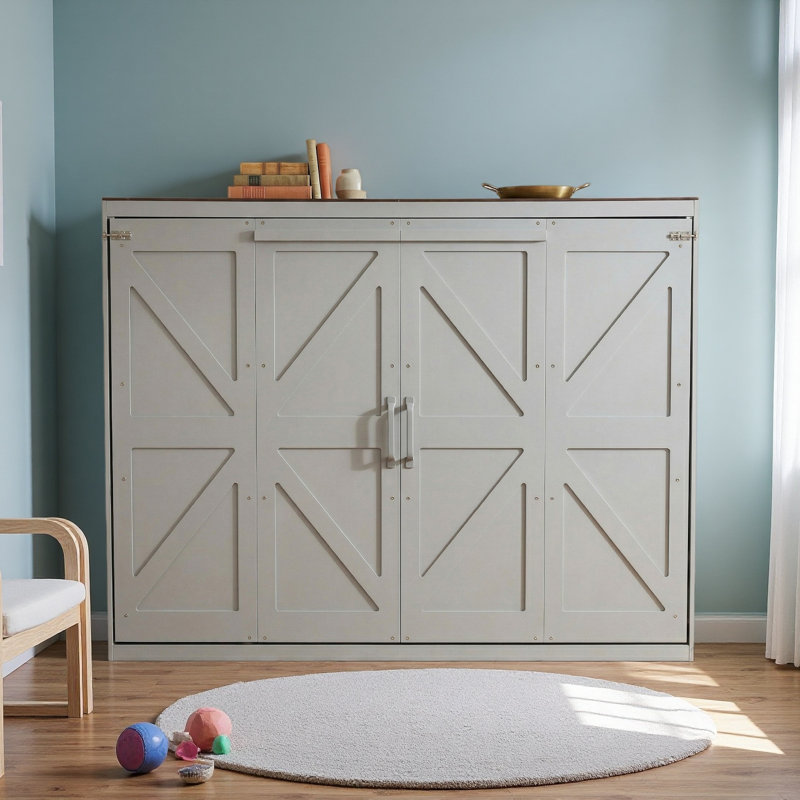 Grand lit escamotable mural et USB, Gris
