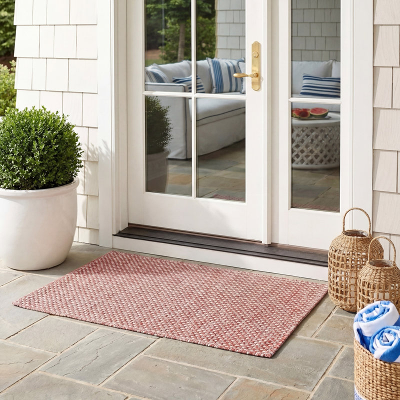 Tapis intérieur / extérieur rouge / beige Castlebourne, Rectangle 2 pi x 3 pi 7 po