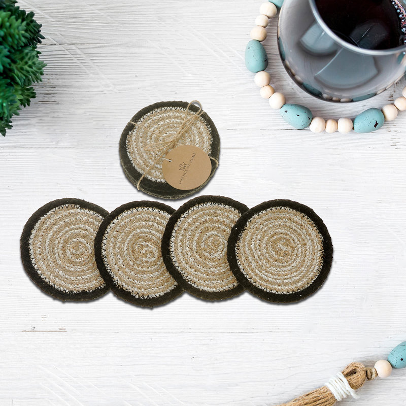 Ih Casadecor Bamboo Round 4 Piece Coaster Set