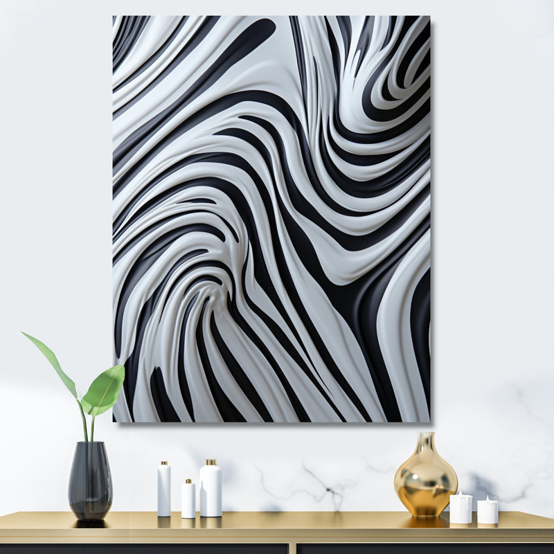 " Black And White Zebra Patterns Dynamic IV ", 40" H x 30" W x 1.5" D