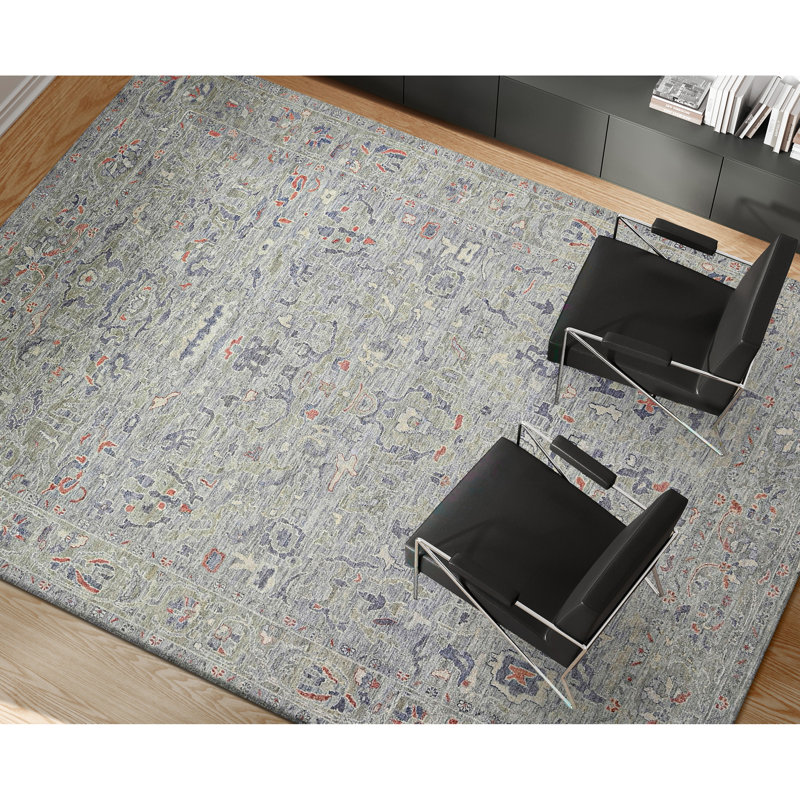 Tapis rectangulaire en laine noué à la main, Rectangulaire 8 pi x 10 pi