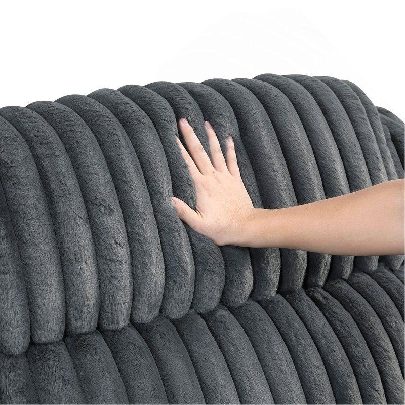 Canapé inclinable double en velours côtelé pour un confort optimal dans le salon, Dark Grey Corduroy